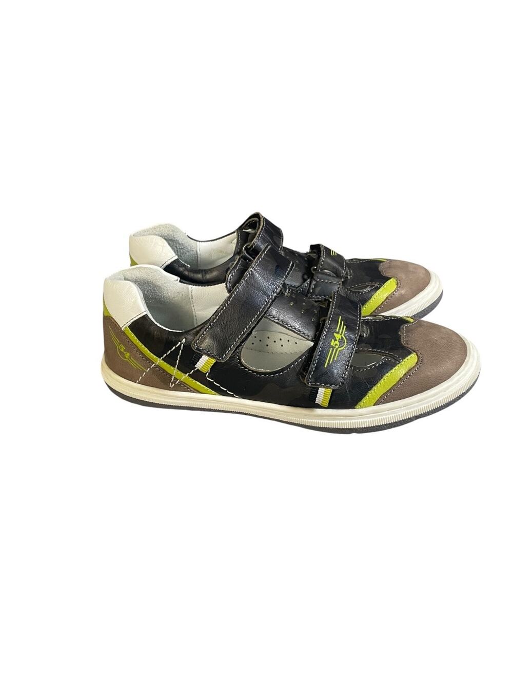 Lasocki Young Youth Boys Brown/Green 2 Adjustable Strap Shoes Size 31 (13.5)